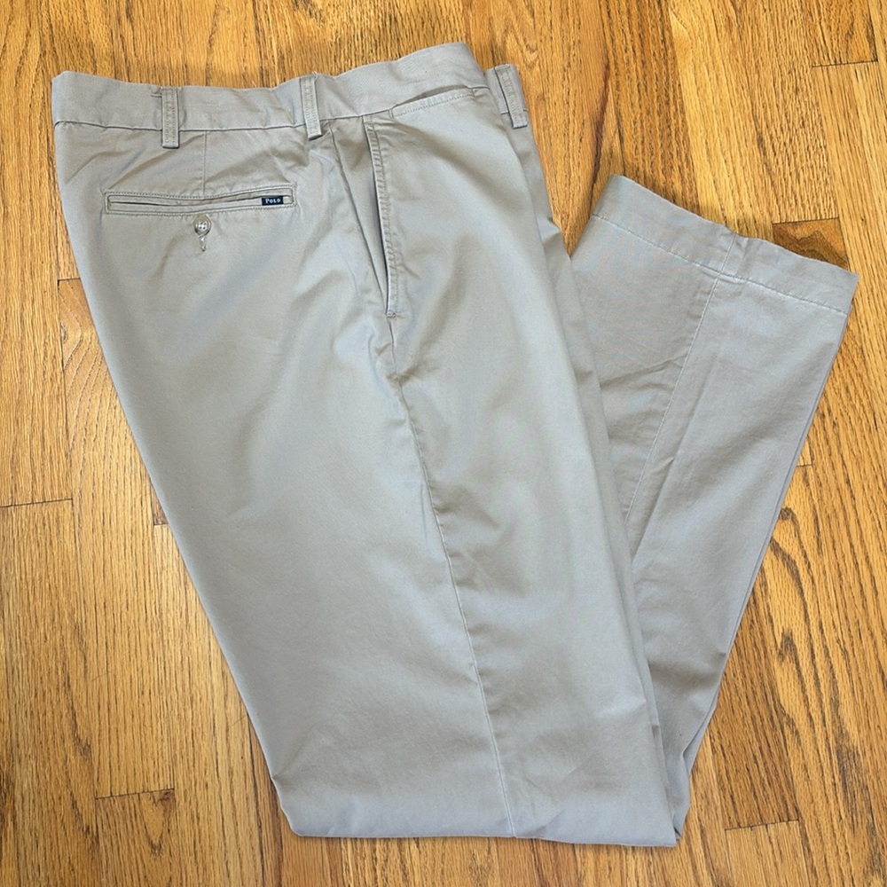 Polo Ralph Lauren Tan/Khaki Chinos Stretch Classic Fit Flat Front Men W/36 L/34